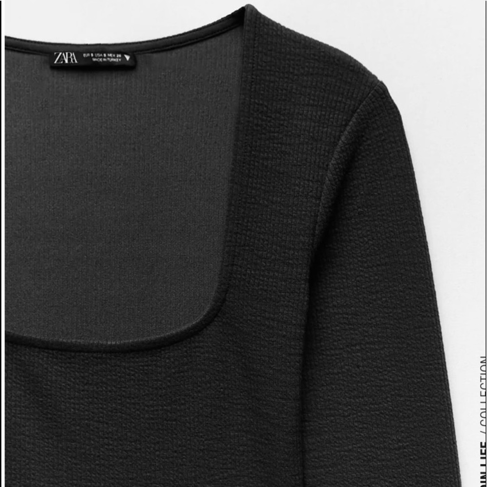 ZARA Textured Weavy Dress Black - Picture 2 of 5